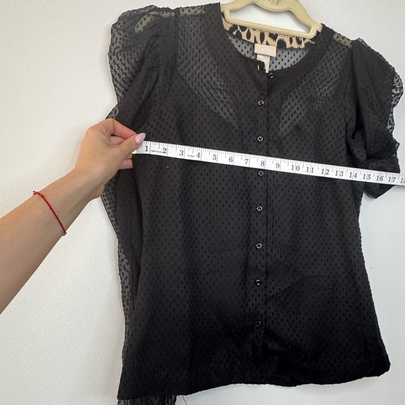 H&M Lace Polka Dot Sheer Top – Size 4, Puffed Sleeves - Picture 12 of 16